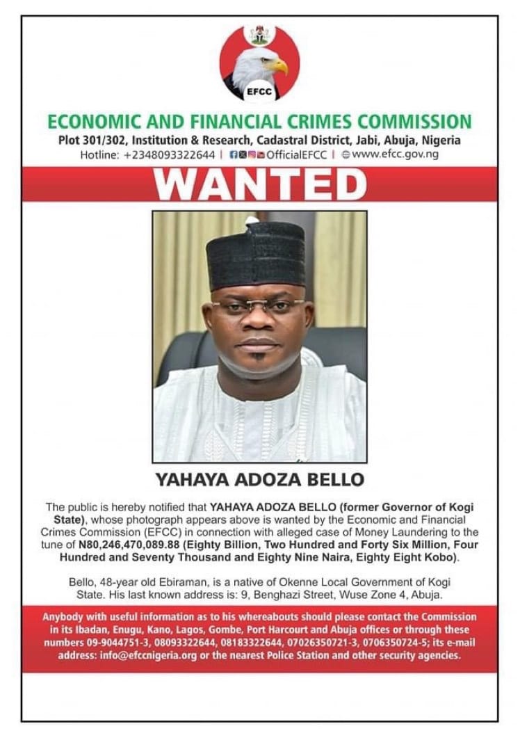 BREAKING: EFCC declares Former Governor Kogi state, Yahaya Bello wanted 1 20240418 171445