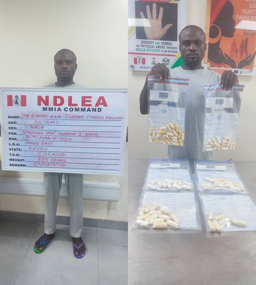 Drug Smuggling Attempt Thwarted: India-Bound Passenger Vomits and Excretes 80 Wraps of Cocaine at Lagos Airport 1 jhfff 1712488493
