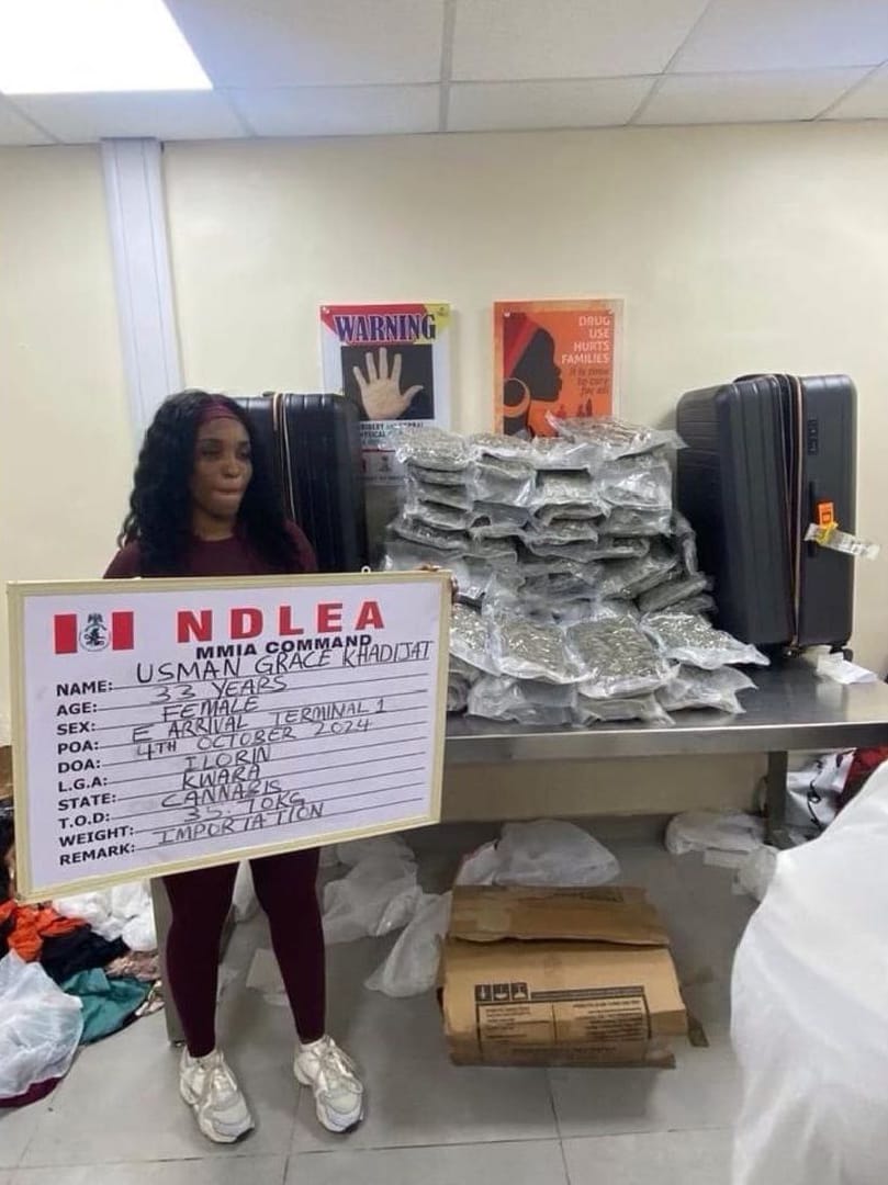 Canada-based nurse arrested at Lagos airport with illicit drugs.