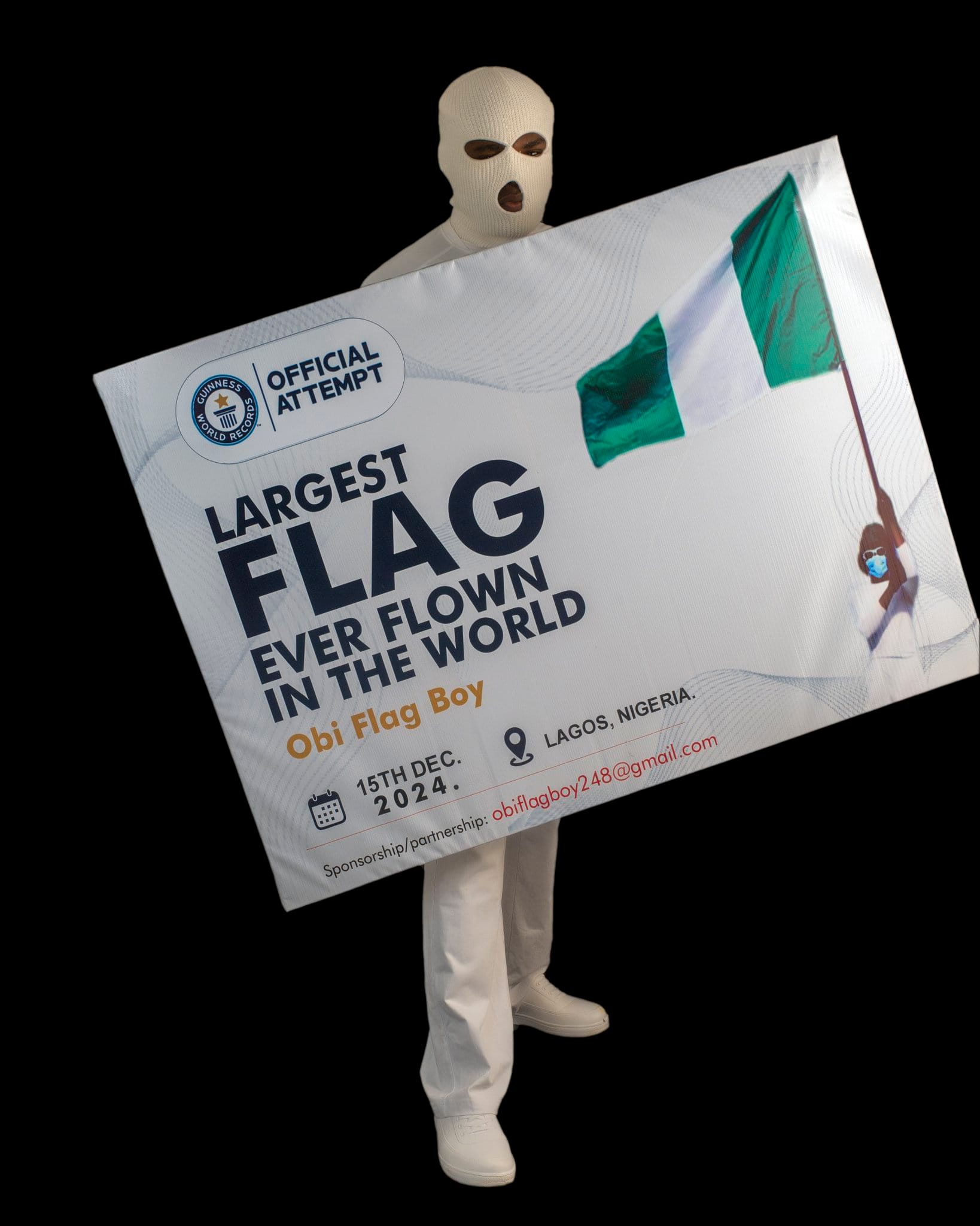 Nigerian flag boy to attempt breaking the Guinness World Record for the largest flag ever flown in the world in Lagos 1 20241012 120129